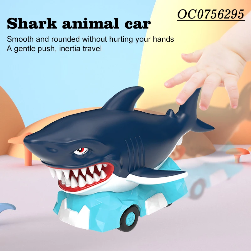 Kids rolling universal wheel battery electric shark car toy with light music