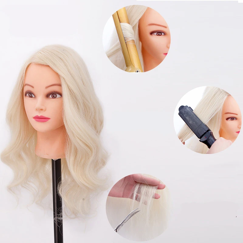 80% Human Hair Dummy Doll For Hair Style Practice For Hot Curl Iron  Hairdressing Manikin Doll Head With Free Clamp Mannequin - Buy Dummy Doll  For Hair Style Practice,Training Head,Doll Head Product