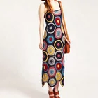 Dress Wholesales Mix Color Fashion Style Hand-knit Crochet Dress With Strap For Women