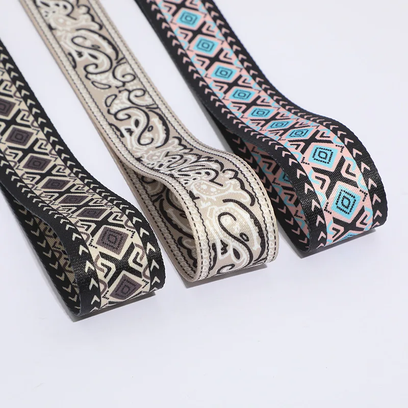 Colorful National Wind Double-sided Polyester Webbing Strap Ethnic Style Sublimation Printing Webbing for Bag Shoulder Strap