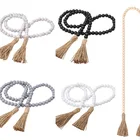 Beads Rustic Decor 58in Wood Rustic Primitive Country Decor Home Pieces Cottage Boho Beads Garland Colorful
