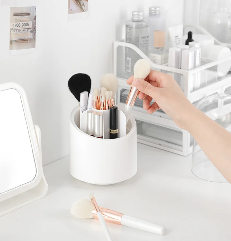 Hot Selling Make Up Brush Storage Bucket 360 Degree Rotating Makeup Organizer Dust Proof Makeup Brush Holder