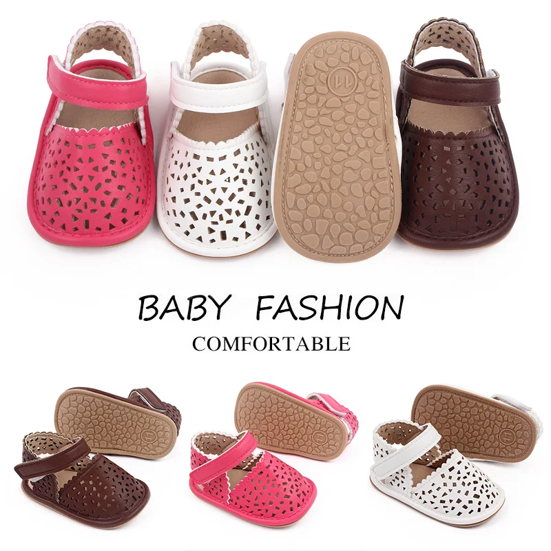 Baby Girls Summer Solid Color Hollow-out Breathable Soft Sole Non-slip Princess Walking Sandals manufacture