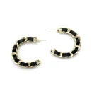 Earrings Black Temperament Earrings Black Leather Chain Advanced Pendant Temperament Ring Earrings
