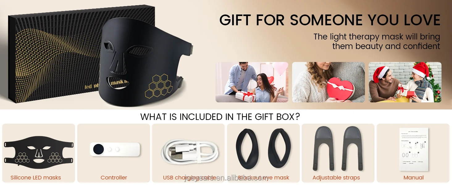 LED Photon Beauty Mask Instrument 216pcs LED Beads Facial Beauty Mask Infrared Red Light Therapy Face Mask