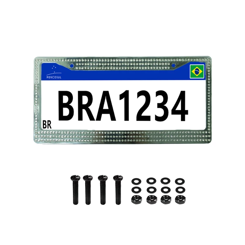 Diamond Bling Glitter Crystal Rhinestone Metal USA Car License Plate Frame factory