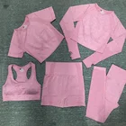 Apparel Yoga Suit 5 Piece For Womens Workout Sports Vest Shorts Bra Pants Shirts Apparel Clothes Yoga Sets
