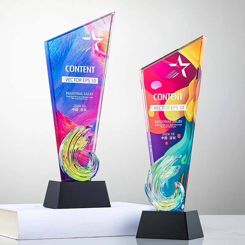 product small bridge customized products high grade handmade business award medal sublimation blank crystal award trophy with gift box-38