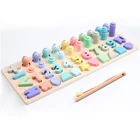 Kids 4 In 1 Macarons In Color Shape Number Recognition Wooden Activity Matching Board Educational Toy For Kids 3