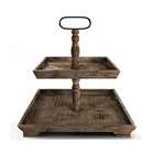 Stand Tray Farmhouse Vintage Stand Rolling Serving Tray Fruit Platter Wedding Cupcake Holder Wooden Tiered Tray