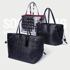 Hand Bags Leather Custom High Quality Black Tote Hand Bags PU Leather Tote Bags For Women Monogram Tote Leather Bags
