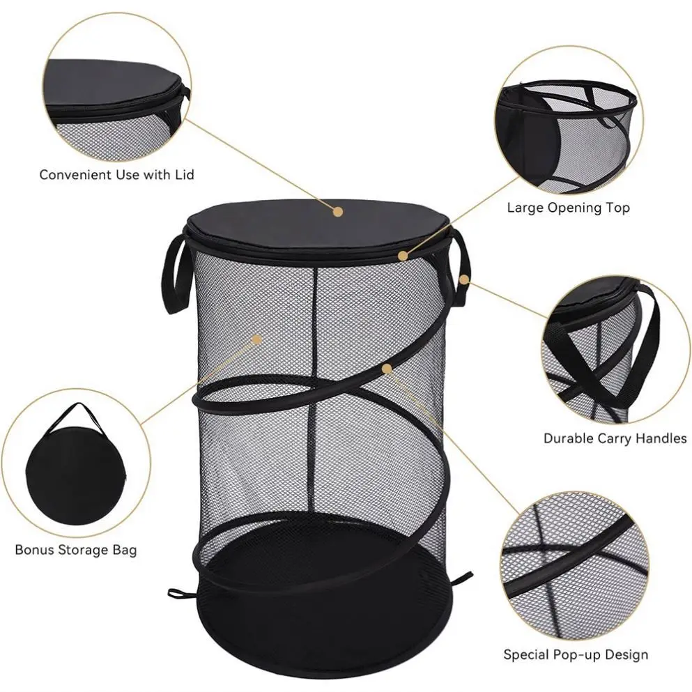 Popular Welcomed Customized Color Elastic foldable MESH Basket with Lids covered