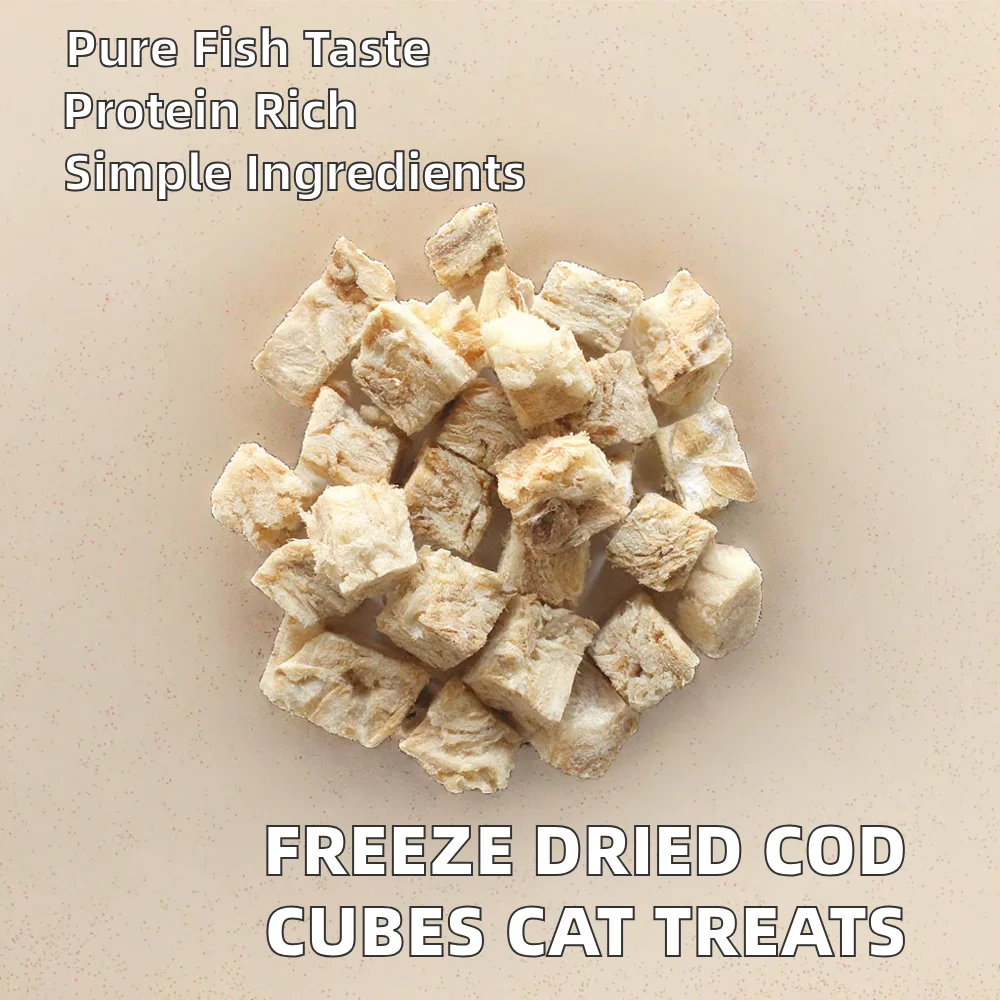 Low MOQ OEM Private Label Freeze Drying Ocean Fish COD Cube Dog Treats High Quality High Protein Small Batch Available details