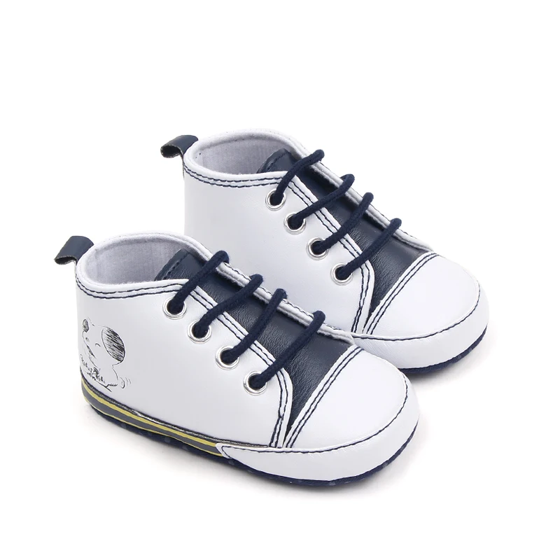 0-12 Months PU Leather Canvas Casual Baby Shoes Lace-up Toddler Shoes details
