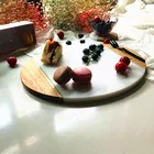 Oval Oval White Marble Splicing Solid Wood Cutting Board