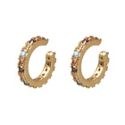 Clip Earrings Earringscustomized Color Isunni Fashion Trend 2020 Vintage Colorful Zircon Metal Texture Ear Clip Earrings