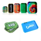 Tray Trays Custom Logo Plain Weed Cigarette Smoke Metal Herb Tray Rolling Tray With Magnetic Cover/Lid