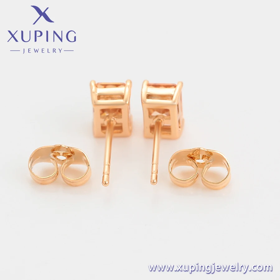 S00160092 Cheap price Ladies Jewelry Simple Classic Champagne Square Zircon 18K gold color Stud Earrings