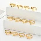 New Vintage Open Letter Heart Stainless Steel 18K Gold Zodiac Set Adjustable Rings