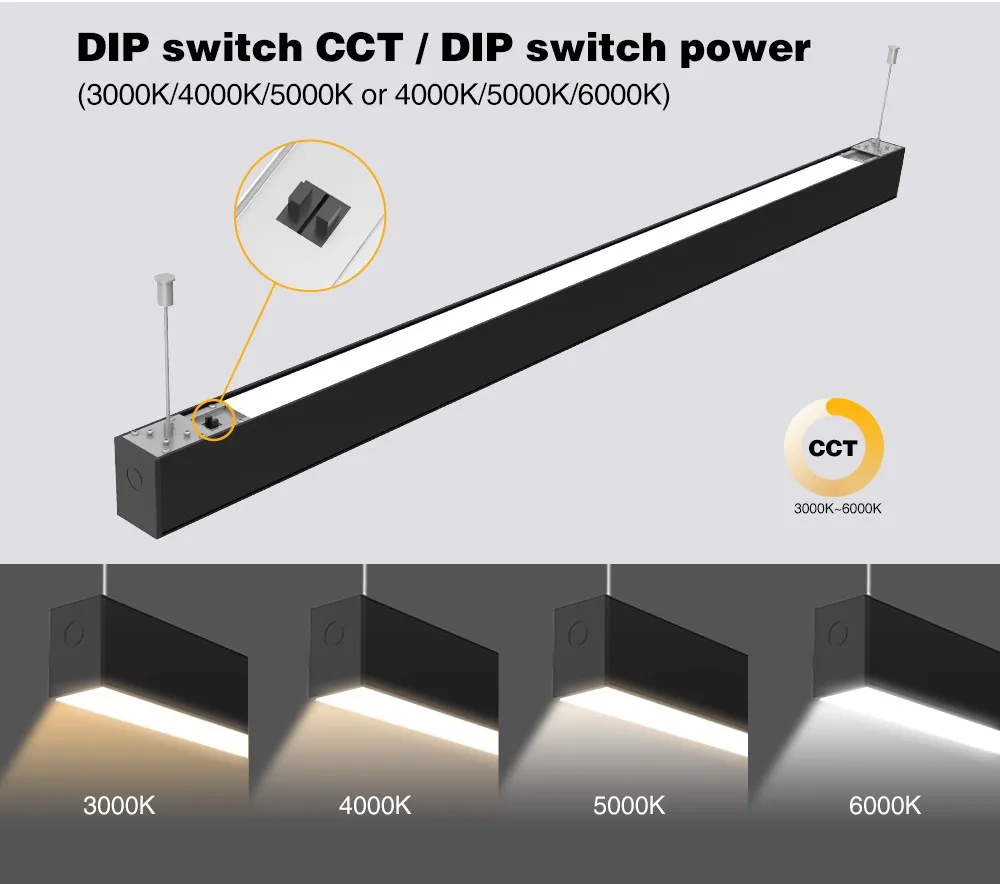 Adjustable Power & CCT UGR<19 up & Down Emitting Linear Light with L T X Connector