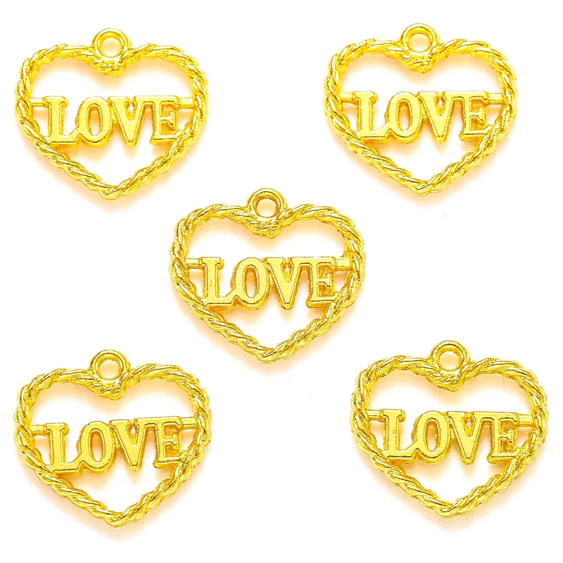 5 Colors Alloy Hemp rope heart shaped Charm For Key Chain Bracelet necklace Pendant DIY Jewelry Accessories Making 15*14mm A127