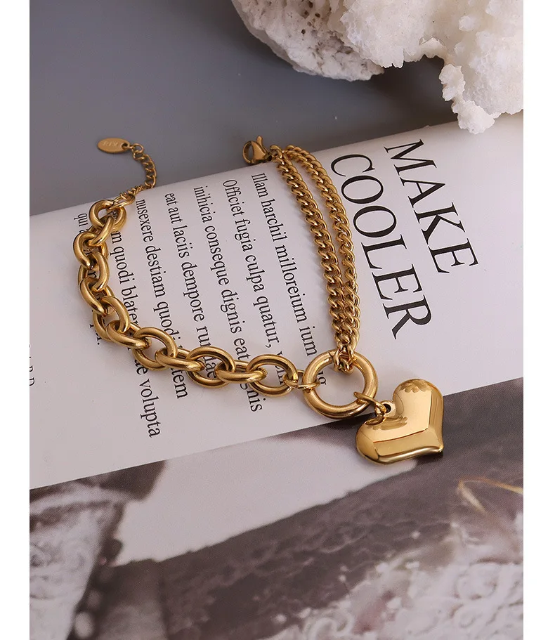 Carline New Gold Bracelet Waterproof Fine Fashion Heart 18k Gold Pvd