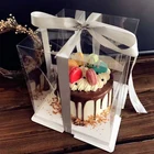 Plastic Box Gift Wedding Luxury PET Plastic Square Cake Box Transparent Birthday Cake Gift Boxes Full Clear Tall Wedding