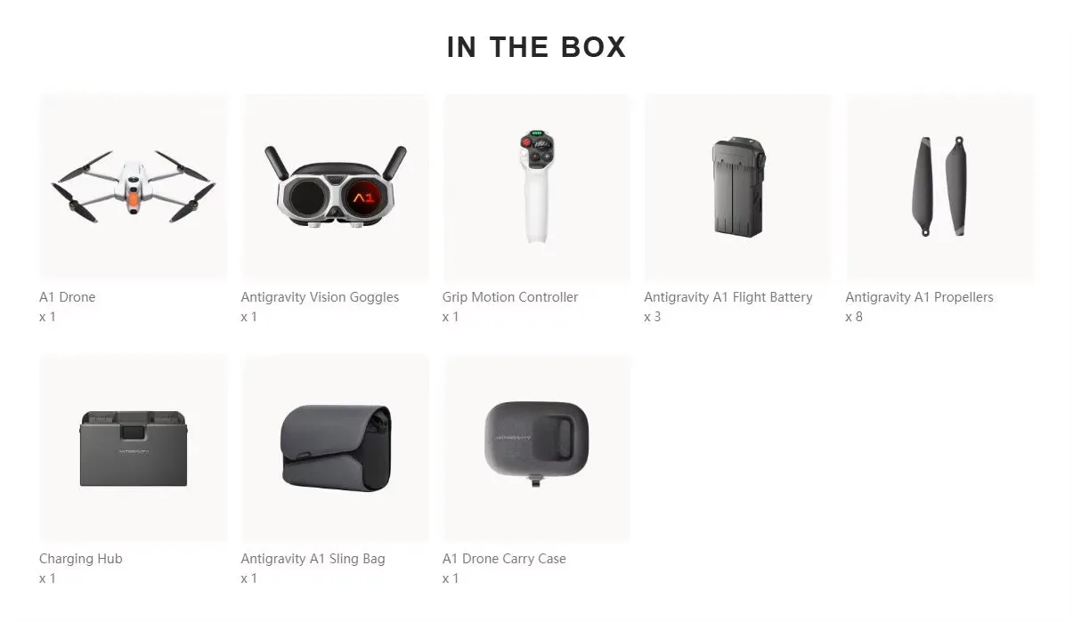 Insta360 Antigravity A1 8K Camera Drone Hovering Foldable Design 1KM Transmission 6-Axis Gyro Brushless Motor