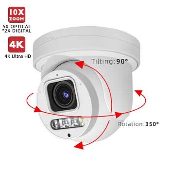 OEM 8MP 10X Motor AF ColorVU POE IP Camera Dual Light IR Full Color Turret Two Way Audio PTZ  Outdoor CCTV Security Camera 4K