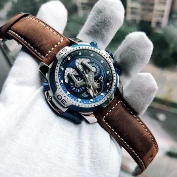 Reef Tiger Top Brand Luxury Sport Watch Men Rose Gold Military Watches Blue Rubber Strap Automatic Waterproof Watches RGA3503