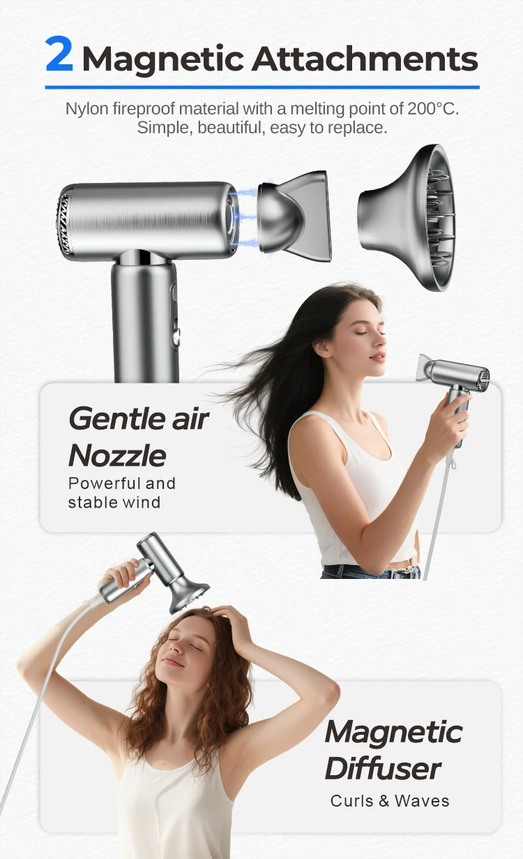 Private Model Small High Speed Hair Dryer ≥5 Million/m³ Plasma 4 Heat Settings Lightweight Mini Hair Blow Dryer manufacture