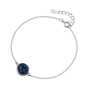 Korean Hot Style Silver 925 Fashion Sweet Blue Crystal Chain Bracelet Jewelry for Women