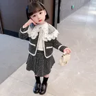 Girl Skirt 2020 New Winter Clothing Girl Xiaoxiang Style Child Coat + Skirt 2 Sets