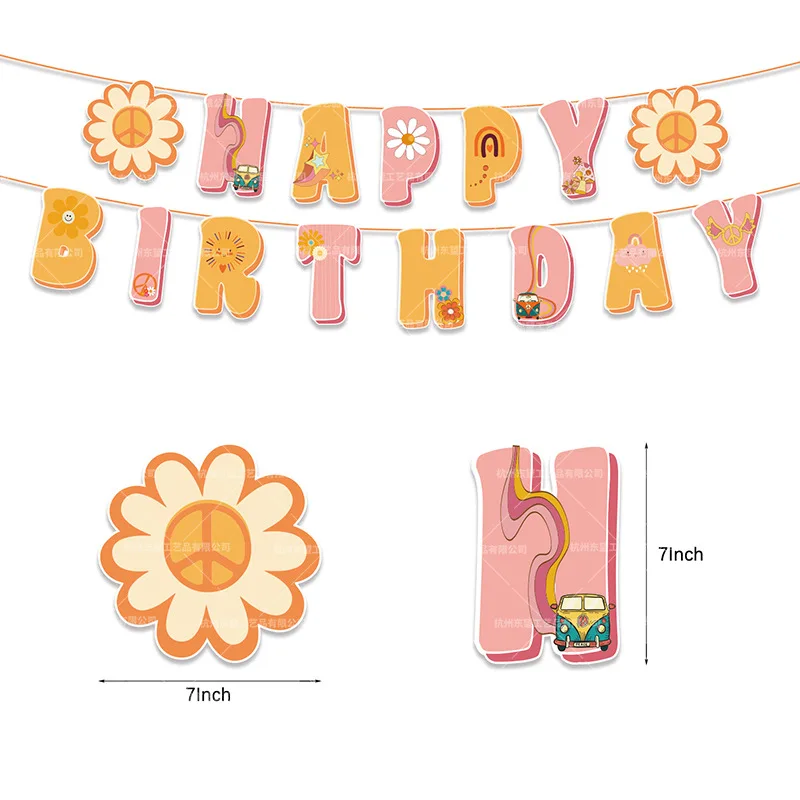 Little daisy themed parties decorate with spiral hanging birthday flags latex balloon cake placards birthday decorations