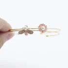 Bracelet Wholesale Crystal Jewelry Women Slim Cuff Open Bangles Daisy Animal Honey Bee Enamel Bracelet Sets