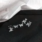 Earrings Rhinestone Simple Personality Silver Plating Earrings Rhinestone Double Butterfly Stud Earrings
