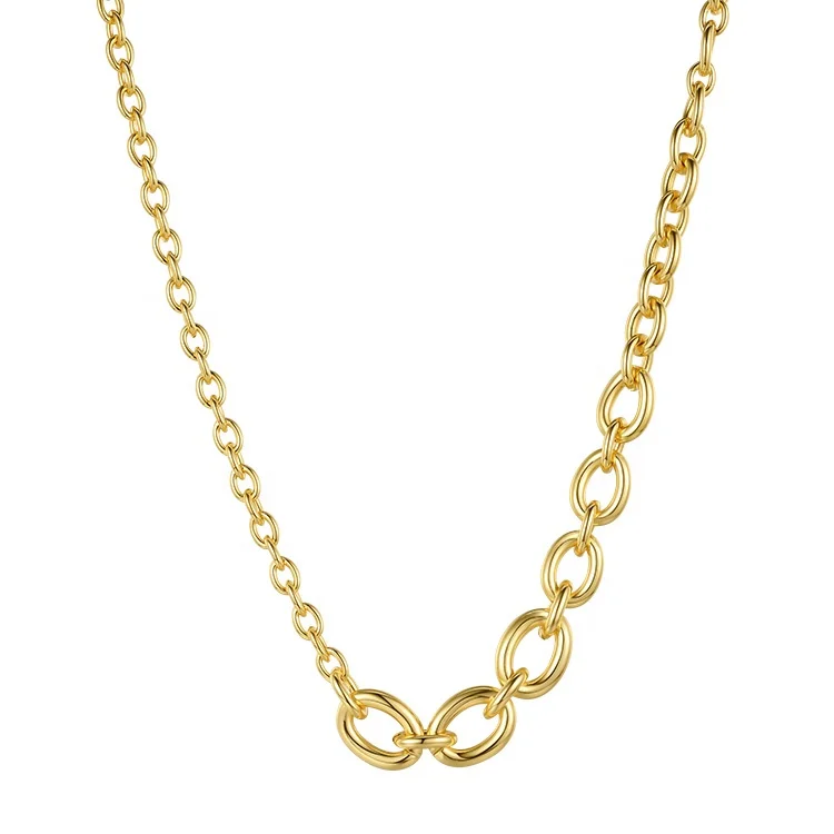Latest 18K Gold Plated Stainless Steel Jewelry Irregular O-shaped Chain Link For Women Punk Necklace P203139