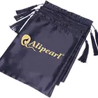 Satin Bags Satin Customized Logo Black Satin Silk Bags Wig Packaging Hair Bags With Black Tassels