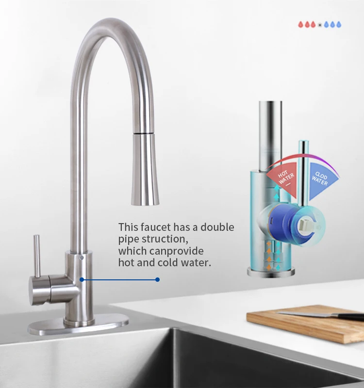 Good-value us style kitchen faucet upc pull down single handle pull out kitchen faucet for sink