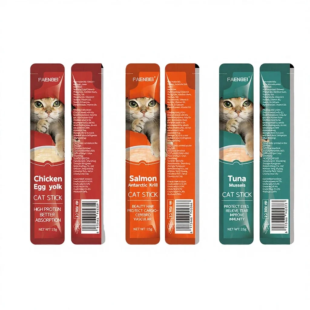 2024 Wholesale China Factory 15g High-Protein 100% Natural Tuna Chicken Temptations Cat Treats Vitamins Minerals for Adult Cats supplier