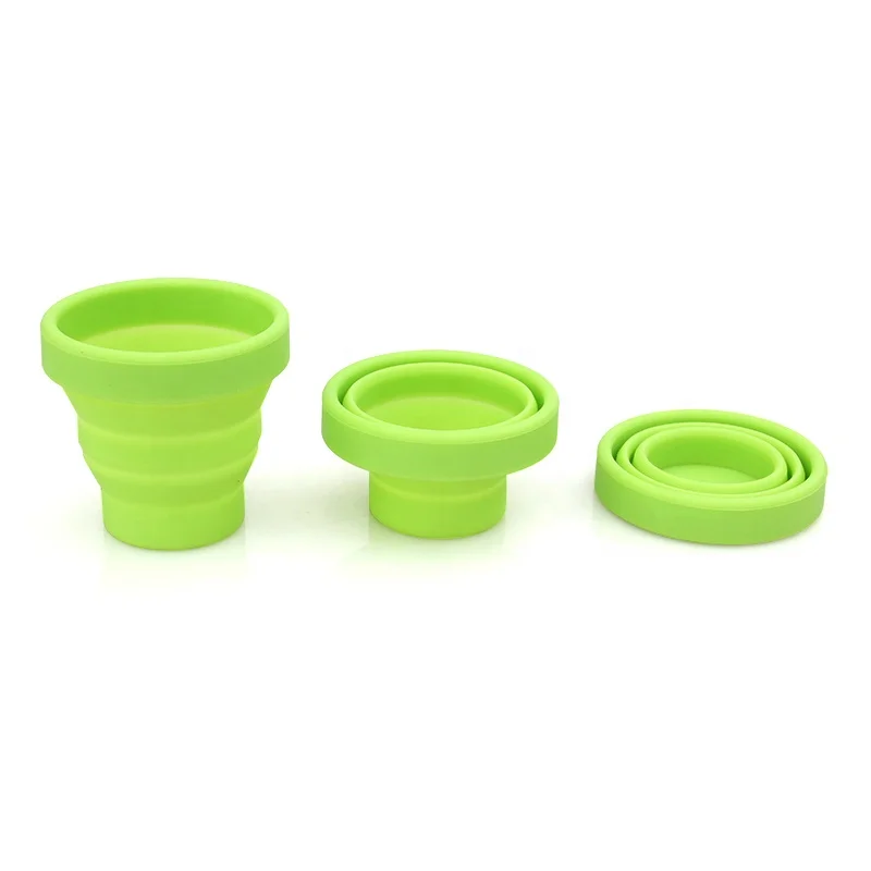 Wellfine Wholesale Collapsible Cup Outdoor Sports Silicone Folding Water Cup Retractable Foldable Travel Coffee Cups with Lids