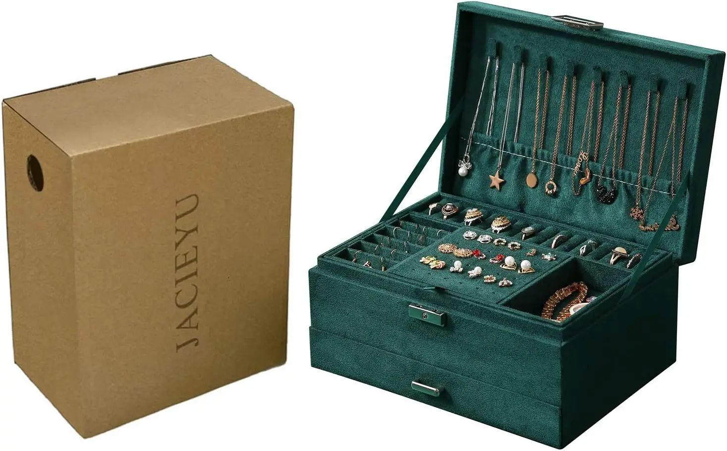 Flannelette Jewellery Gift Box – Ring/Earring/Necklace Storage, Soft Lining, New With Tags