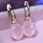 Earrings Fashion Jewelry 2021 For Women Pink Zircon Plating Gold Environment Copper Drop Earrings Anniversary