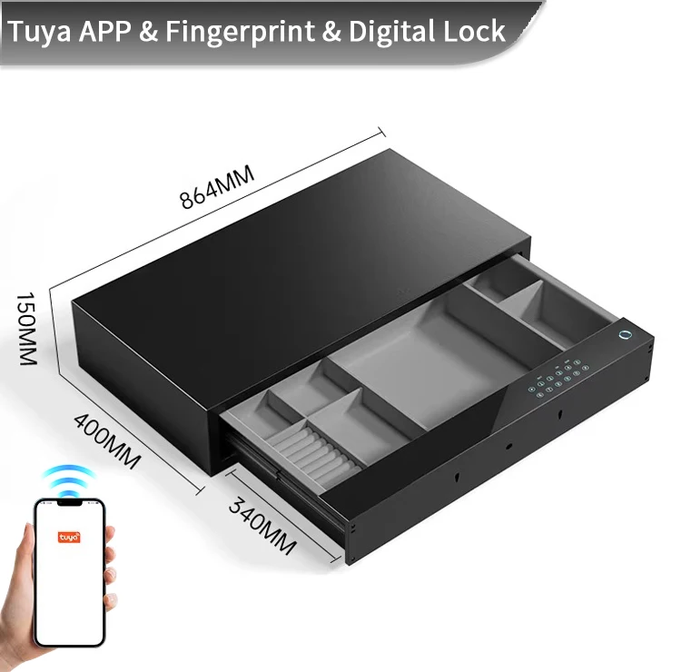 product ceqsafe smart wardrobe accessories fashion safe box drawer fingerprint safe box big led display fingerprint safe box for home-9