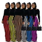Skirts A463 2021 Fall New Trendy Long Skirts For Women Stripe Sexy Lady Print Maxi Fringe Skirts S-2XL Size