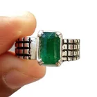 Band Ring Custom 925 Sterling Silver Jewelry Band Ring Emerald