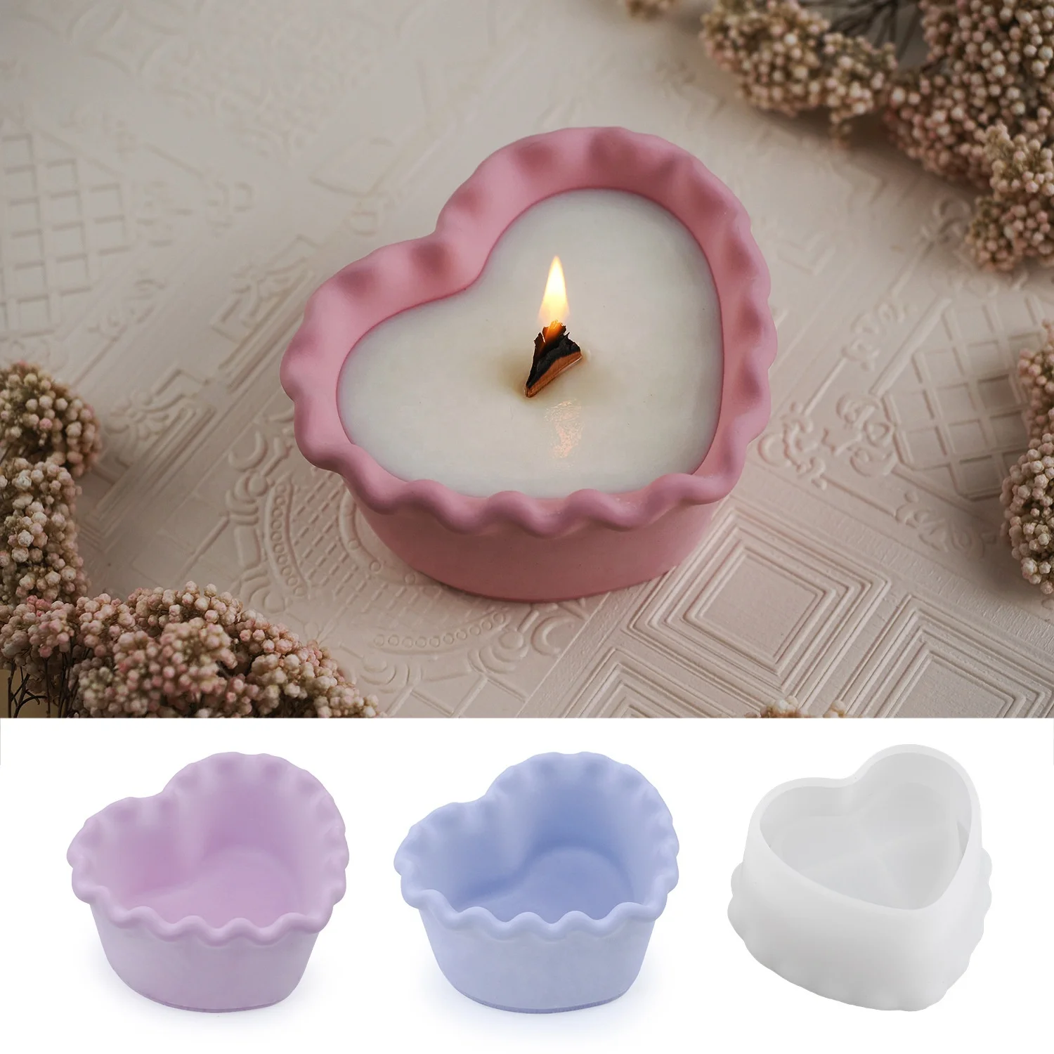 hot selling 2023 heart shaped silicone candle mold Flower Leaf Cake Stand Table Decoration Various Birthday Party tools