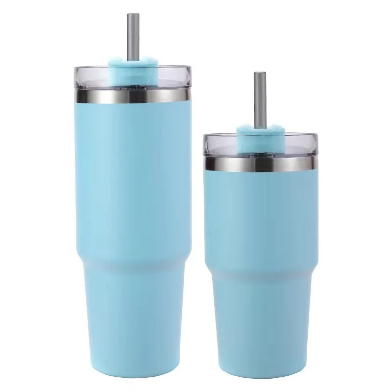 2 Lids 20Oz 30Oz Capacity Double Wall Thermo Tumbler Insulated Stainless Steel Water Bottles With Straw