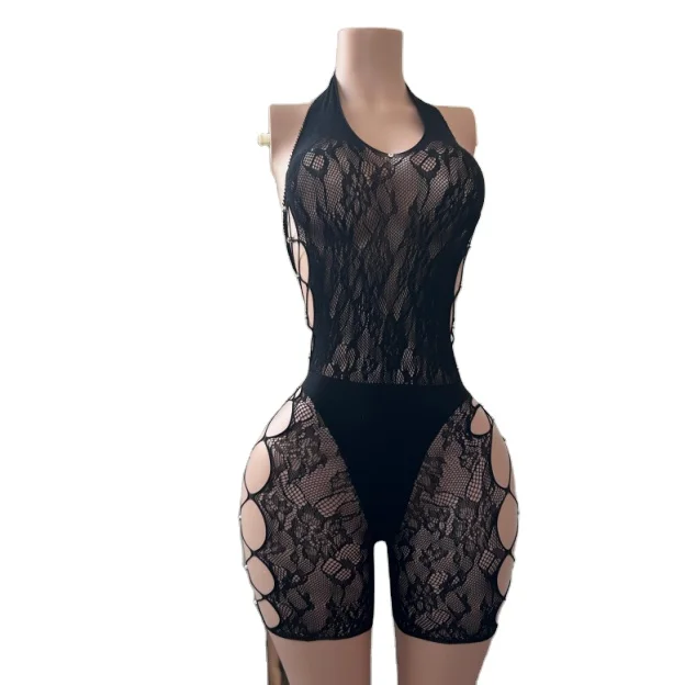 Oem Womens One Piece Party Clubwear Bodycon Pearls Bodystocking Jumpsuit Lingerie Buy Nude