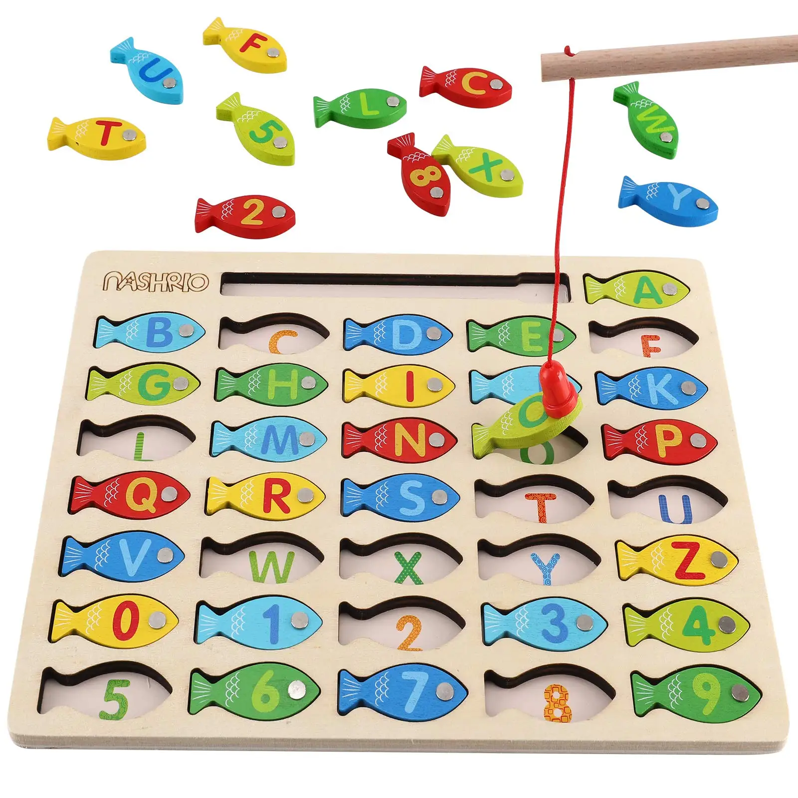 Soli Customized Creative Construction Children Educational Baby MDF Game Toys Wooden Magnetic Fishing with Rod Game Set for kids